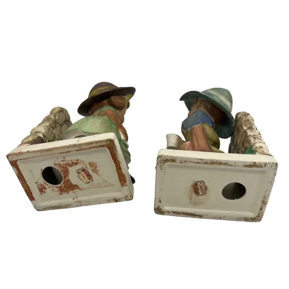 Vintage Ucagco Ceramic Bookends Boy & Girl Made in Japan 6.5